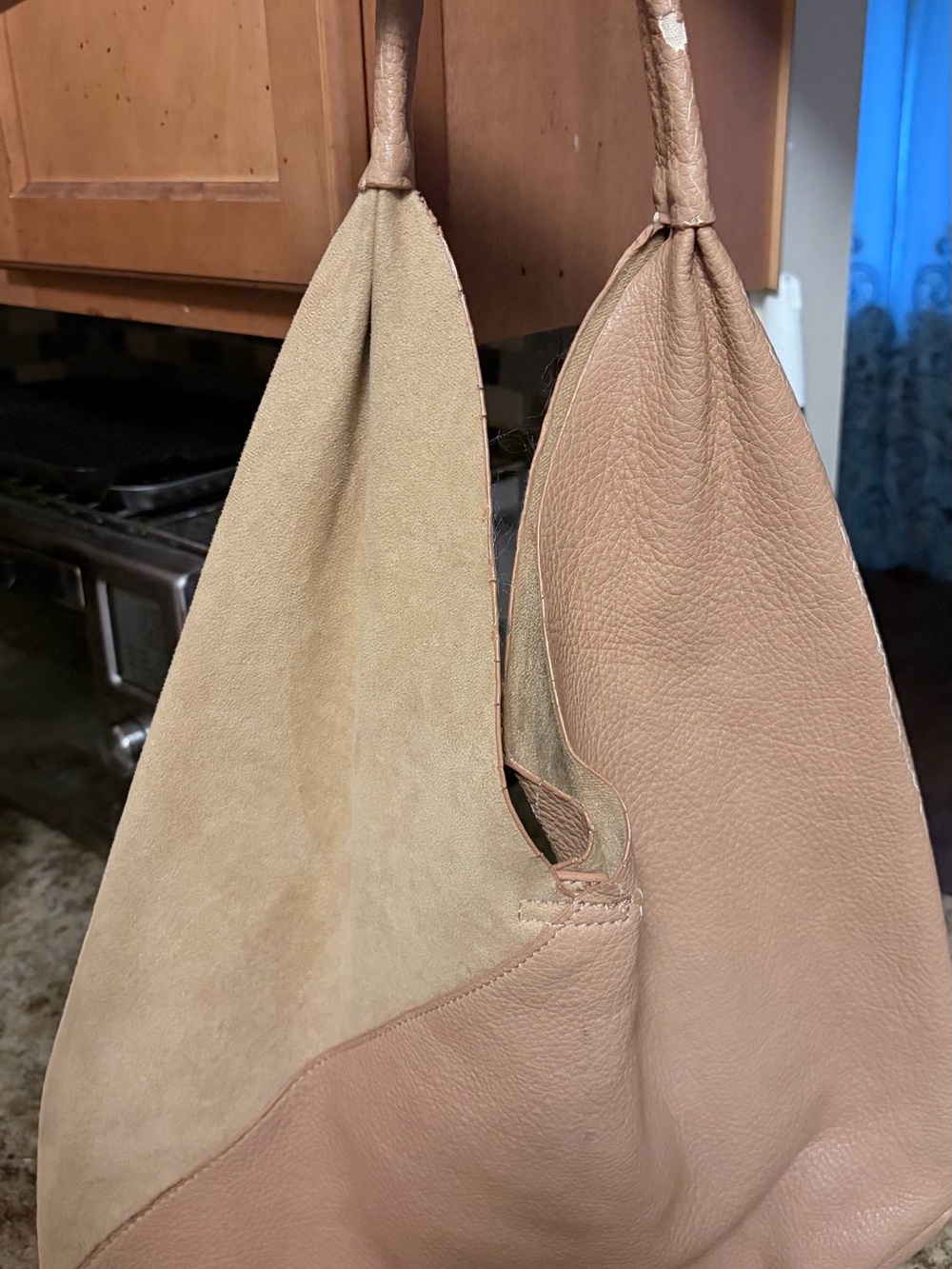 Shiraleah Two-Tone Taupe & Suede Shoulder Hobo Bag